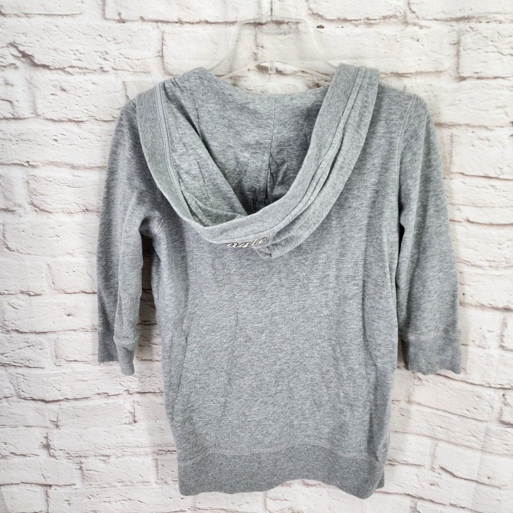 Vintage Y2K American Eagle Sweater Small Preppy V Neck Hood Bella Layering Gray - Picture 5 of 10